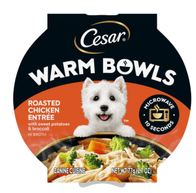 Cesar Warm Bowls Wet Dog Food Roasted Chicken Entrée, 2.7 Oz. Tray