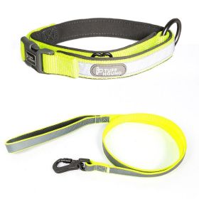 Reflective Full Neck Traction Set For Stylish Dogs (Color: Fluorescent Green, size: L)