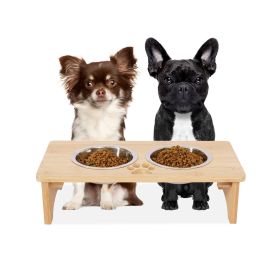 Gardenia Raised Dog Bowl Stand for Medium Sized Dogs, Elevated Dog Bowls, Bamboo Raised Dog Bowl, Dog Food Bowl Stand, Feeding Station (Color: as Pic)